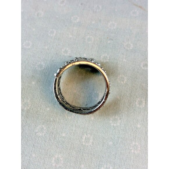 Silver Tone Filigree Cuff Style Ring Size 5 Vintage Style Boho Jewelry - Picture 2 of 5